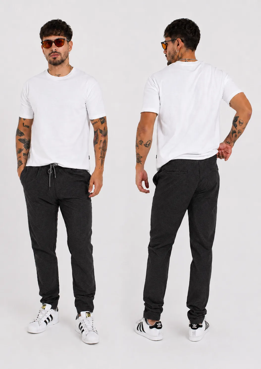 Pantalón jogger Redox textura microcuadros
