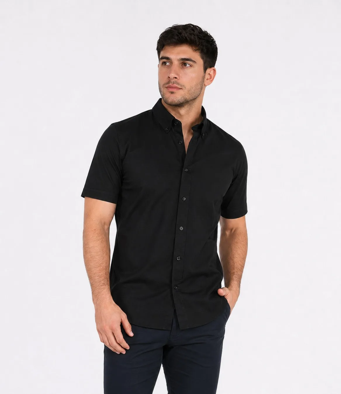Camisa stretch manga corta slim fit