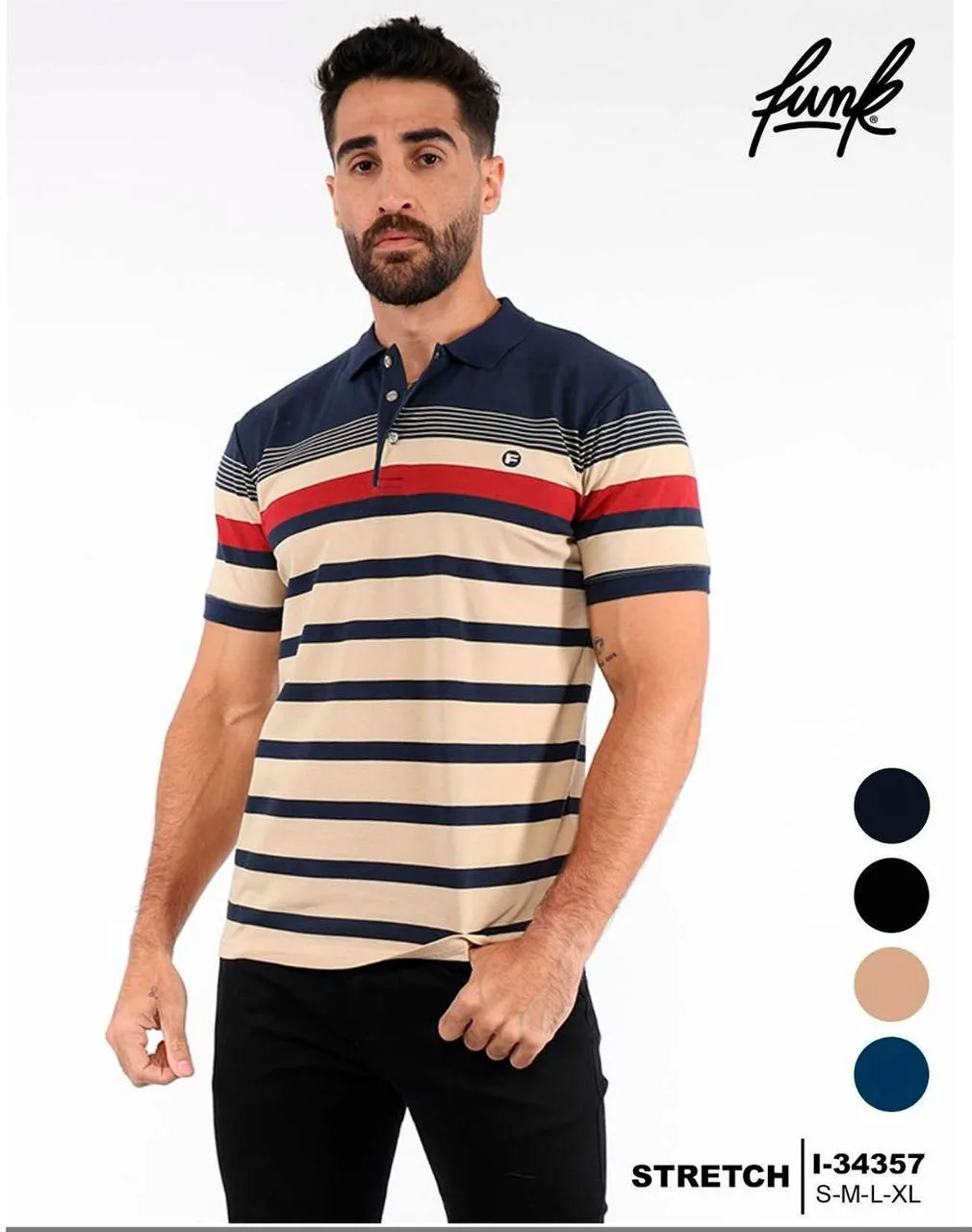 Polo stretch rayado multicolor