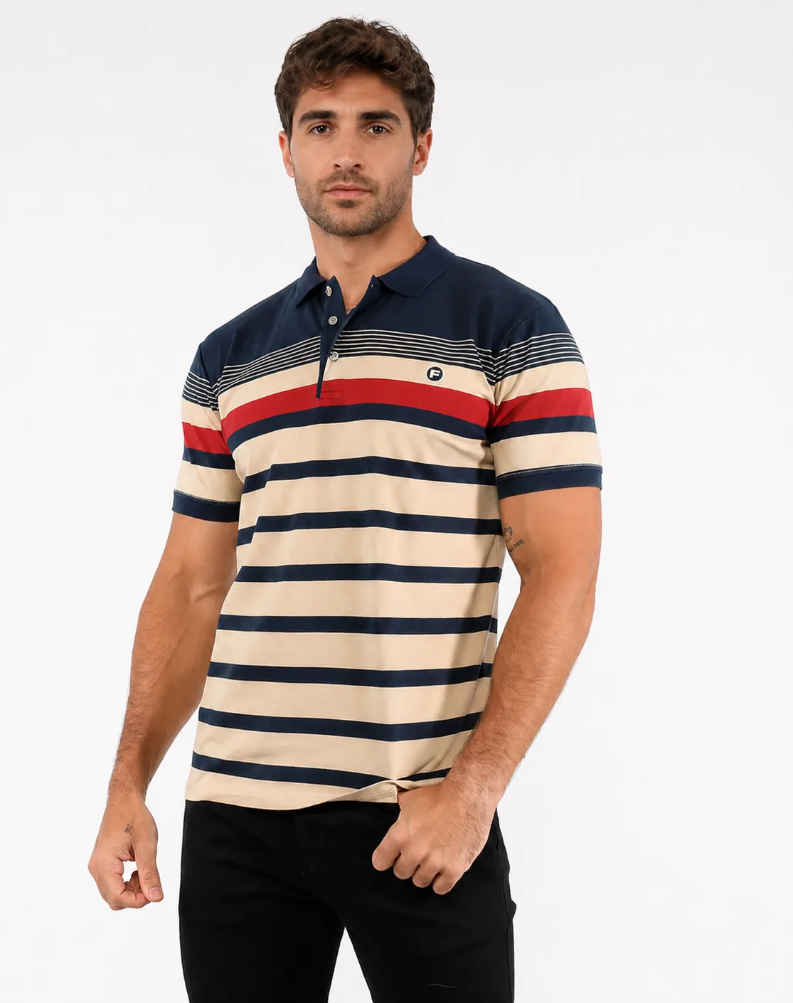 Polo stretch rayado multicolor