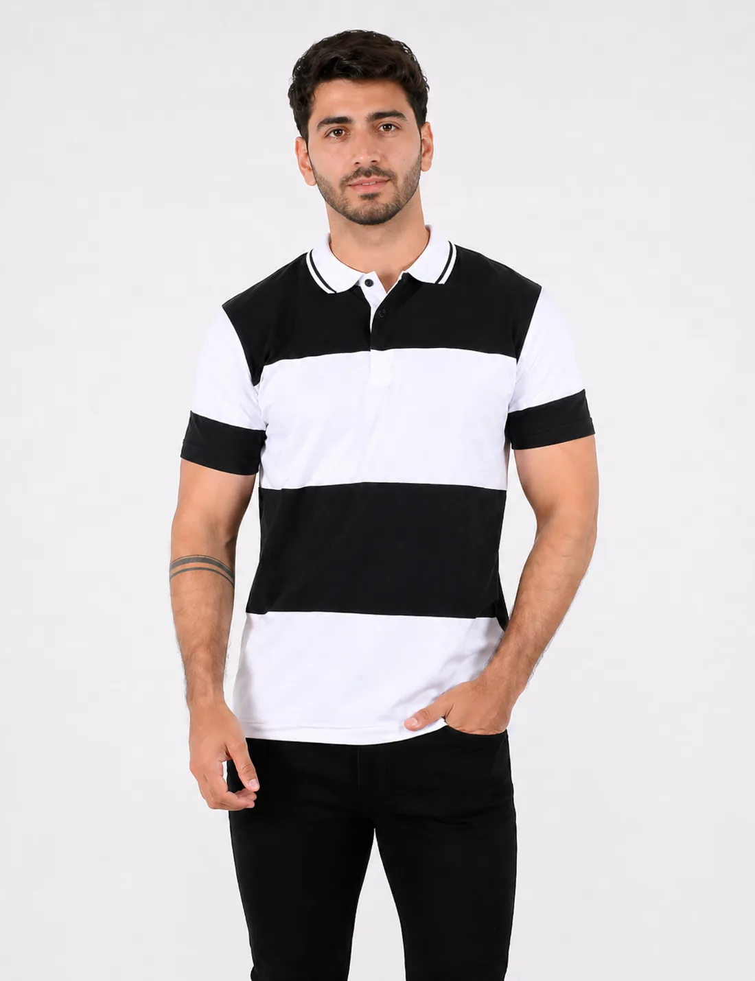 Polo stretch rayado ancho